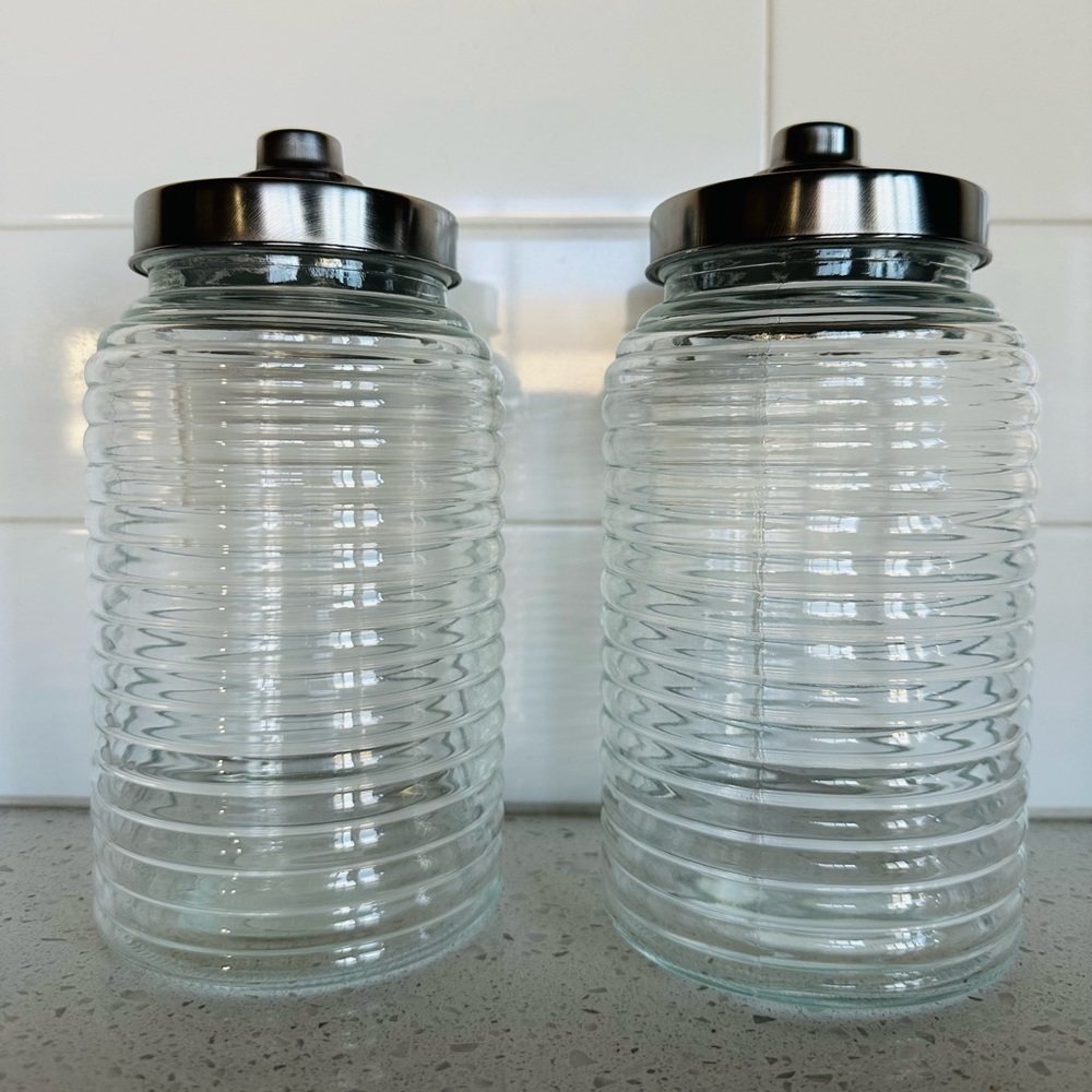 Set of 2 Kitchen Jars Glass